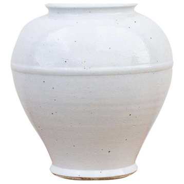 Tall Glazed White Baluster Jar