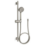 Kohler - Kohler Awaken G90 1.75GPM Handshower Kit, Vibrant Brushed Nickel - This all-in-one kit includes the Awaken G90 1.75-gpm multifunction handshower, a 24-inch slidebar, and a 60-inch ribbon hose. Advanced spray performance delivers three distinct sprays - wide coverage, intense drenching, or targeted - with a smooth rotation of a thumb tab. Ergonomic design makes for superior comfort and ease of use, with ideal balance and weight in the hand. The artfully sculpted sprayface reveals simple, architectural forms that complement contemporary and minimalist baths.