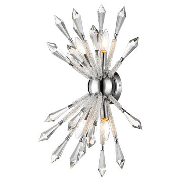Soleia 4-Light Wall Sconce, Chrome With Clear Crystal Shade