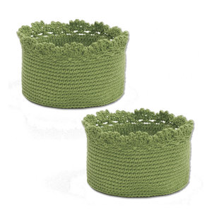 Mode Crochet Bskt Set 3 W Trim Contemporary Baskets By Heritage Lace