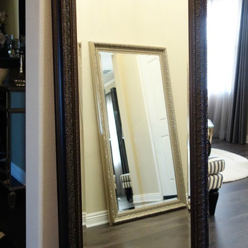 Elegance Ornate Embossed Wood Framed Floor Mirror Bronze