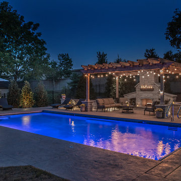 Lake Zurich, IL Swimming Pool, Pergola and Fireplace