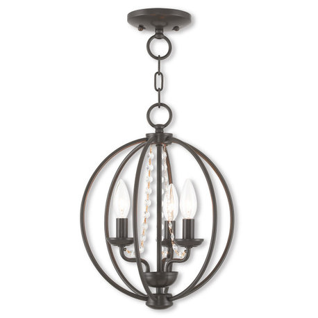 LIVEX LIGHTING 40913-92 3-Light Convertible Mini Chandelier/Ceiling Mount