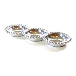 Beaded Aluminum Three Section Round Tray - Serving Trays