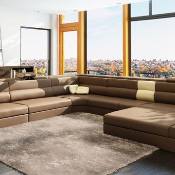 Brown Italian Leather Sectional Sofas
