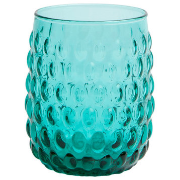 Claire Hand-Blown Tumbler Glasses, Set of 6, Teal