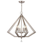 Livex Lighting - Diamond Chandelier, Brushed Nickel - The Diamond six light brushed nickel chandelier lets you explore a new facet of your design sense. Shaped like a diamond, this contemporary six light chandelier is like jewelry for your home's interior.