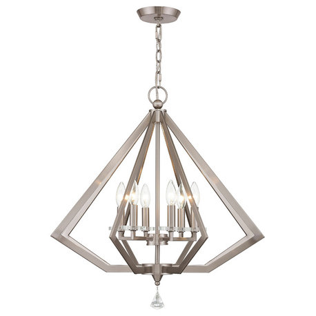 Diamond Chandelier, Brushed Nickel