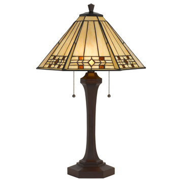 Cal Lighting BO-2676TB Tiffany 2 Light 26" Tall Table Lamp - Matte Black