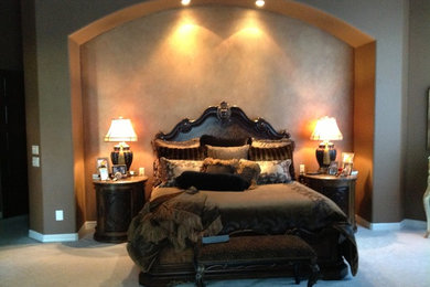 Large elegant bedroom photo in Austin