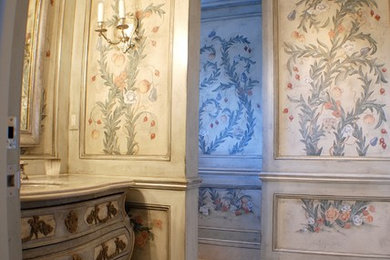 Elegant powder room photo in Dallas