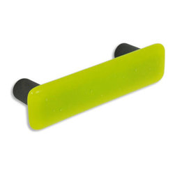 CKP - Art Glass Pull, Lime Green, Oil-Rubbed Bronze Base - Cabinet And Drawer Handle Pulls