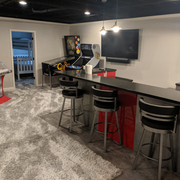 Ultracraft Basement Bar & Bath in Ultralux Southbeach Racing Red/Silver Metallic