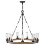 Hinkley - Hinkley 29208SQ-LV Sawyer - 9 Light Large Outdoor Hanging Lantern in Rustic Styl - The fresh, rustic design of the Sawyer collectionSawyer 9 Light Large Sequoia Clear Seedy  *UL: Suitable for wet locations Energy Star Qualified: n/a ADA Certified: n/a  *Number of Lights: 9-*Wattage:60w Incandescent bulb(s) *Bulb Included:No *Bulb Type:Incandescent *Finish Type:Sequoia
