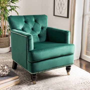 Safavieh Colin Chair, Emerald/Espresso