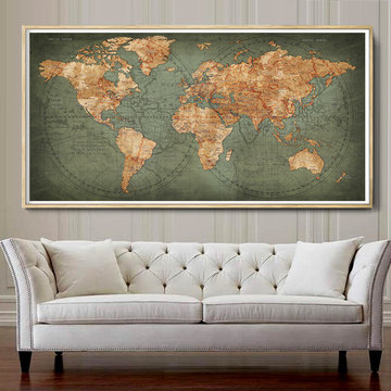 Wall Art Decor, World Map Print