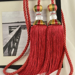 7 Colors QYM52 Polyester and Acrylic Curtain Tassel Tie Backs in Red Color - Window Treatment Accessories