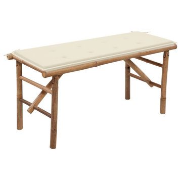 Vidaxl Folding Garden Bench With Cushion 46.5" Bamboo