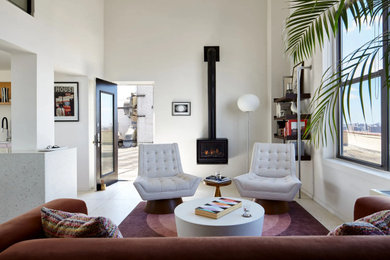 Example of a mid-sized minimalist living room design in New York