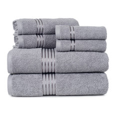 100% Cotton Hotel 6 Piece Towel Set by Lavish Home, Silver