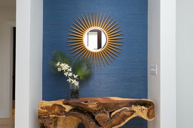 Entryway - coastal entryway idea in Charleston with blue walls