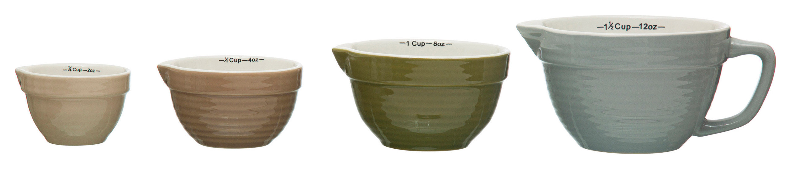 Cuphuzz Stoneware Batter Bowl Measuring Cups, 4-Piece Set - Contemporary ...