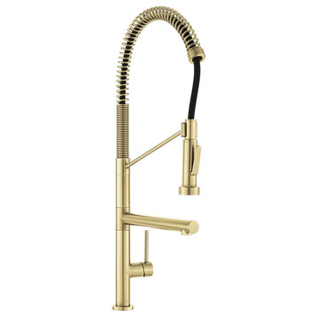 Nouvet Single Handle, Pull-Down Kitchen Faucet With Pot Filler, Brushed Gold