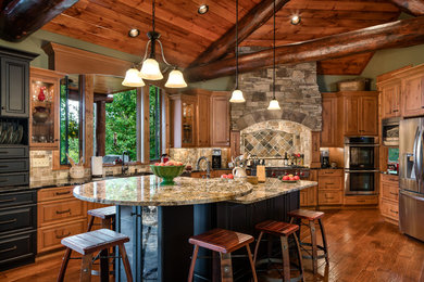 Inspiration for a large rustic kitchen remodel in Other