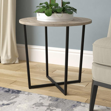 Pivetta 22 Wide Round Side Table With Mdf Top In Blackened Bronze/Antiqued...