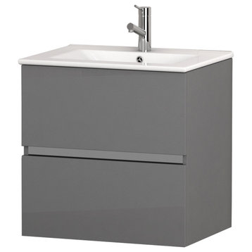 Ikaro Modern Wall Mount Bathroom Vanity With Integrated Sink, Gray