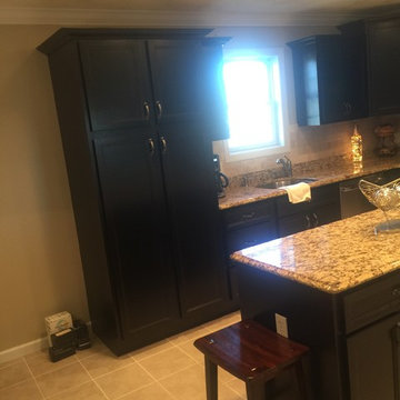 cabinet refacing--espresso before and after