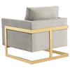 Leisuremod Lincoln Velvet Accent Armchair With Gold Frame, Light Gray, La31Lgr