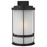 Sea Gull Lighting - Sea Gull Lighting 8890901-12 Wilburn - 1 Light Extra Large Outdoor Wall Lantern - Wire/Cord Color: Black/White  SWilburn 1 Light Extr Black Satin Etched G *UL: Suitable for wet locations Energy Star Qualified: n/a ADA Certified: n/a  *Number of Lights: Lamp: 1-*Wattage:75w A19 Medium Base bulb(s) *Bulb Included:No *Bulb Type:A19 Medium Base *Finish Type:Black
