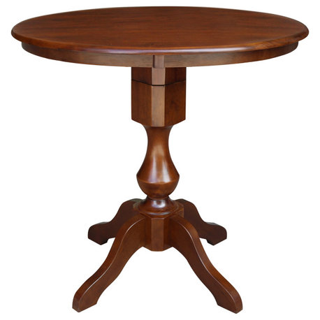 Round Top Pedestal Table, Espresso, 36 Inch Round