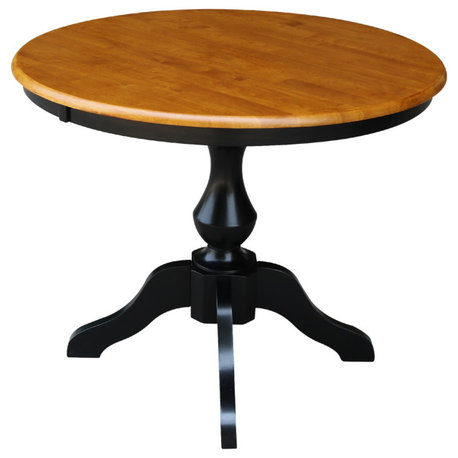 Round Top Pedestal Table, Black/Cherry, 36 Inch Round