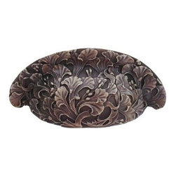 Inviting Home Inc. - Florid Leaves Bin Pull, Antique-Style Solid Bronze - Cabinet And Drawer Handle Pulls