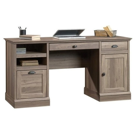 Sauder Barrister Lane Engineered Wood Executive Desk in Salt Oak