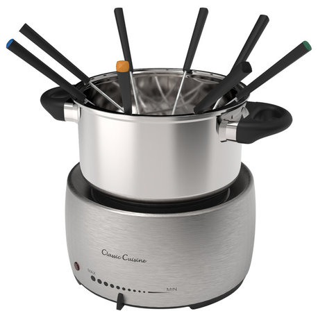 Stainless Steel Fondue Pot Set With 8 Forks By Classic Cuisine