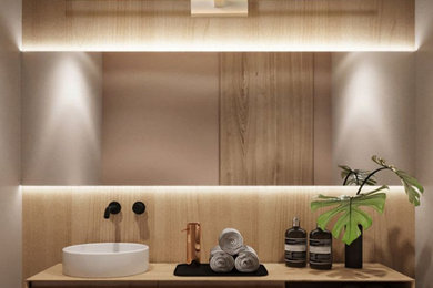 Example of an eclectic powder room design in Manchester