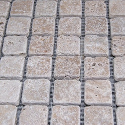 DARK WALNUT 1"x1" tumbled, 12"x12" mesh classic squares mosaic - Tile