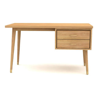 Fella Mid - Century Modern 2 - Drawer Wood Study Desk - Brown - Baxton  Studio