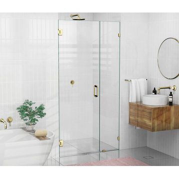 78"x41.75" Frameless Shower Door Wall Hinge, Polished Brass