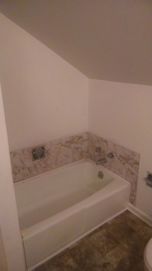 Slanted Ceiling Bathroom, How To Reach Ceiling Above Bathtub