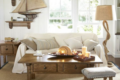 Living room - tropical living room idea in New York