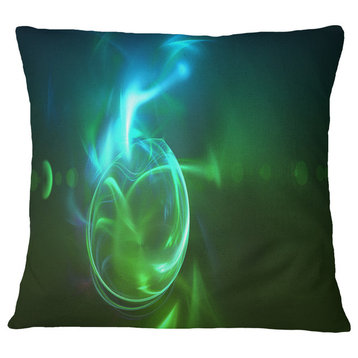 Glowing Green Circles Abstract Throw Pillow, 16"x16"