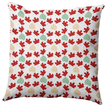 Lots of Leaves Accent Pillow, Dark Red, 18"x18"