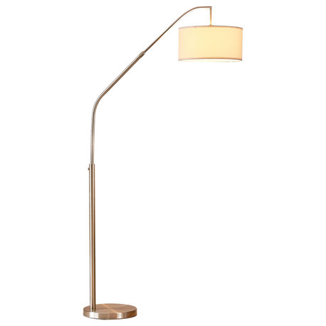 Artiva USA Ariana 80" Extendable LED Arched Floor Lamp, Brushed Steel