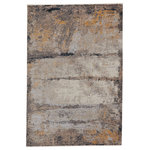 Jaipur Living - Vibe Trevena Abstract Gray and Gold Area Rug, Gray and Gold, 8'10"x12'7" - The Tunderra collection boasts a stunning, textural, and high-end look at accessible price. The Trevena rug showcases an abstract motif inspired by natural rock formations, offering design versatility in a warm tan, taupe, ocher, black, and gray colorway. This durable and easy-to-clean polyester rug is ideal for heavily trafficked rooms of the home.