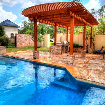 Rectangular Pool 3 - disappearing fountain and pergola