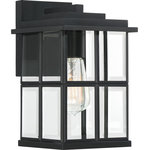 Quoizel - Quoizel MGN8406MBK One Light Outdoor Wall Lantern, Matte Black Finish - Add instant curb appeal to your home with the Mulligan outdoor collection. The rectangular frame and glass panels create a transitional feel that complements a modern farmhouse or craftsman style home. Finished in matte black with clear beveled glass, this collection is sure to make a great first impression. Bulbs Not Included, Number of Bulbs: 1, Max Wattage: 100.00, Bulb Type: E26, Power Source: Hardwired